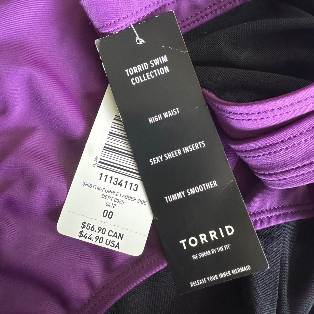 NWT! 💜 TORRID High-Rise Ladder Side Swim Bottoms – Purple, Size 00 (M/L), NWT - Picture 6 of 9